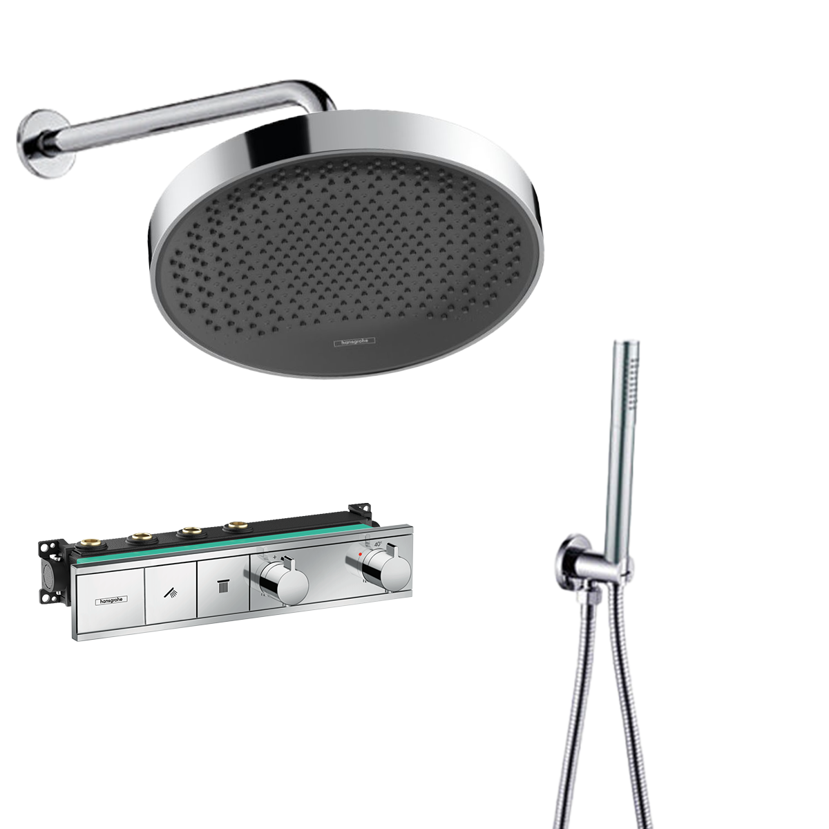 Hansgrohe Rainfinity inbouw regendouche met thermostaatkraan RainSelect en Saniclear muurarm chroom