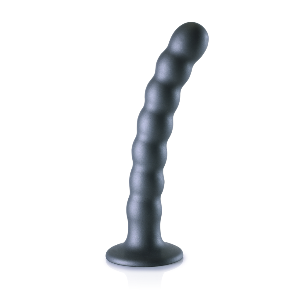 Ouch! by Shots Beaded Silicone G-Spot Dildo - 6.5'' / 16,5 cm - Gunmetal