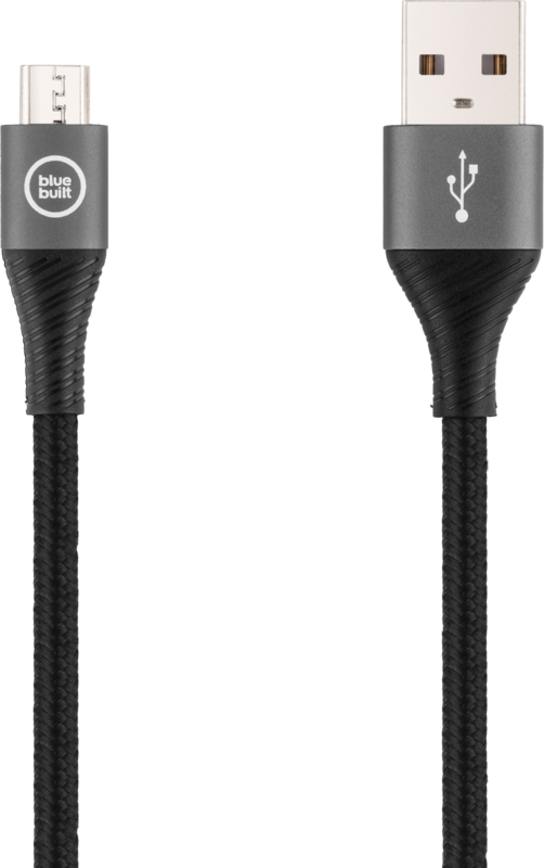 BlueBuilt Usb A naar Micro Usb Kabel 1,5m Nylon Zwart