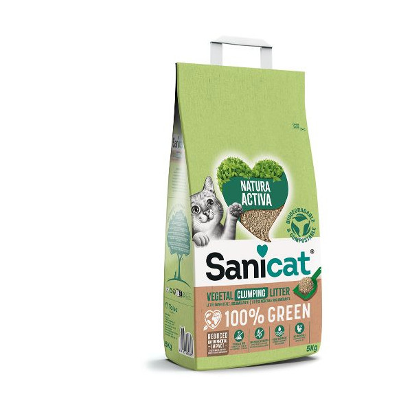 Sanicat Natura Activa 100% Green kattenbakvulling 1 + 1 gratis