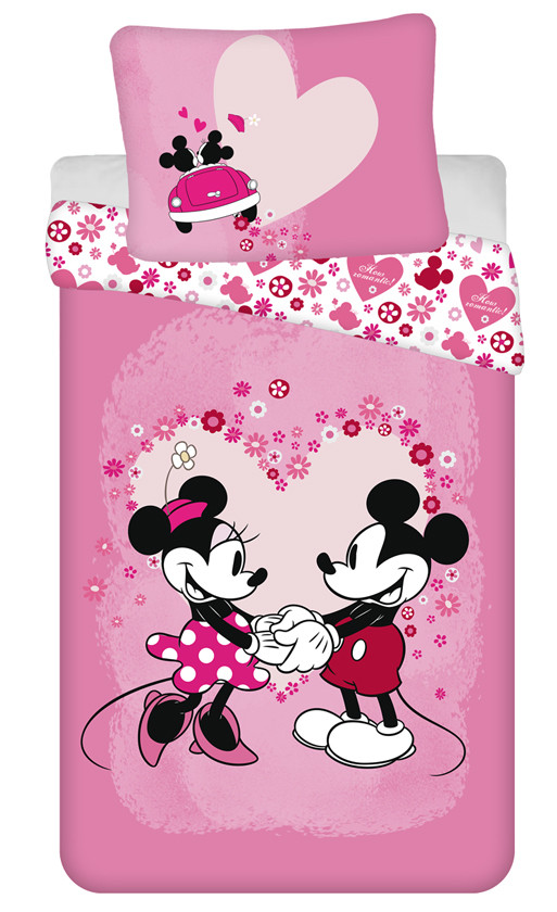 Disney Mickey & Minnie Mouse Dekbedovertrek love roze- Eenpersoons - 140 x 200 cm - Polyester