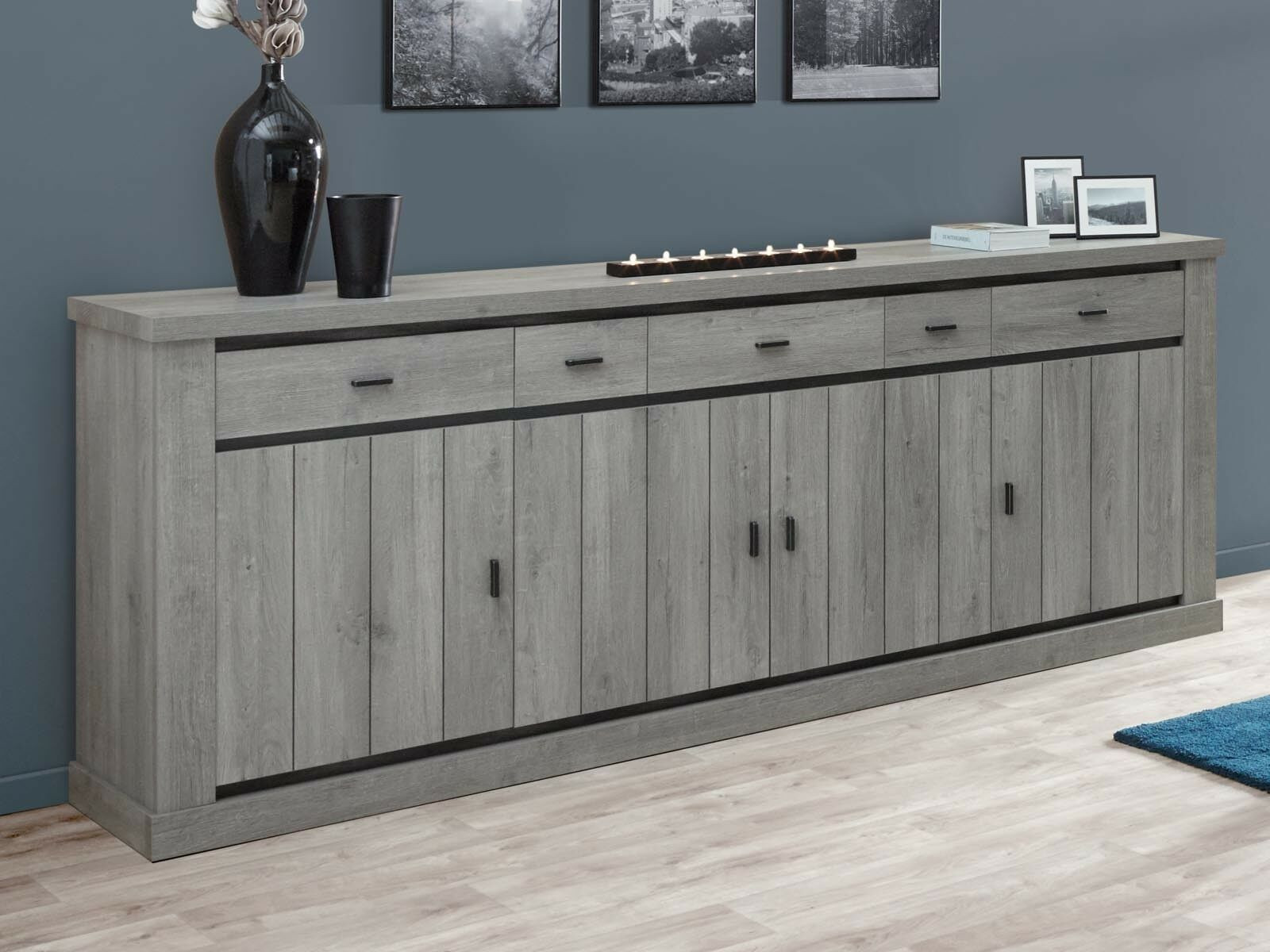 Dressoir MADRAS 4 deuren 5 lades dark forest