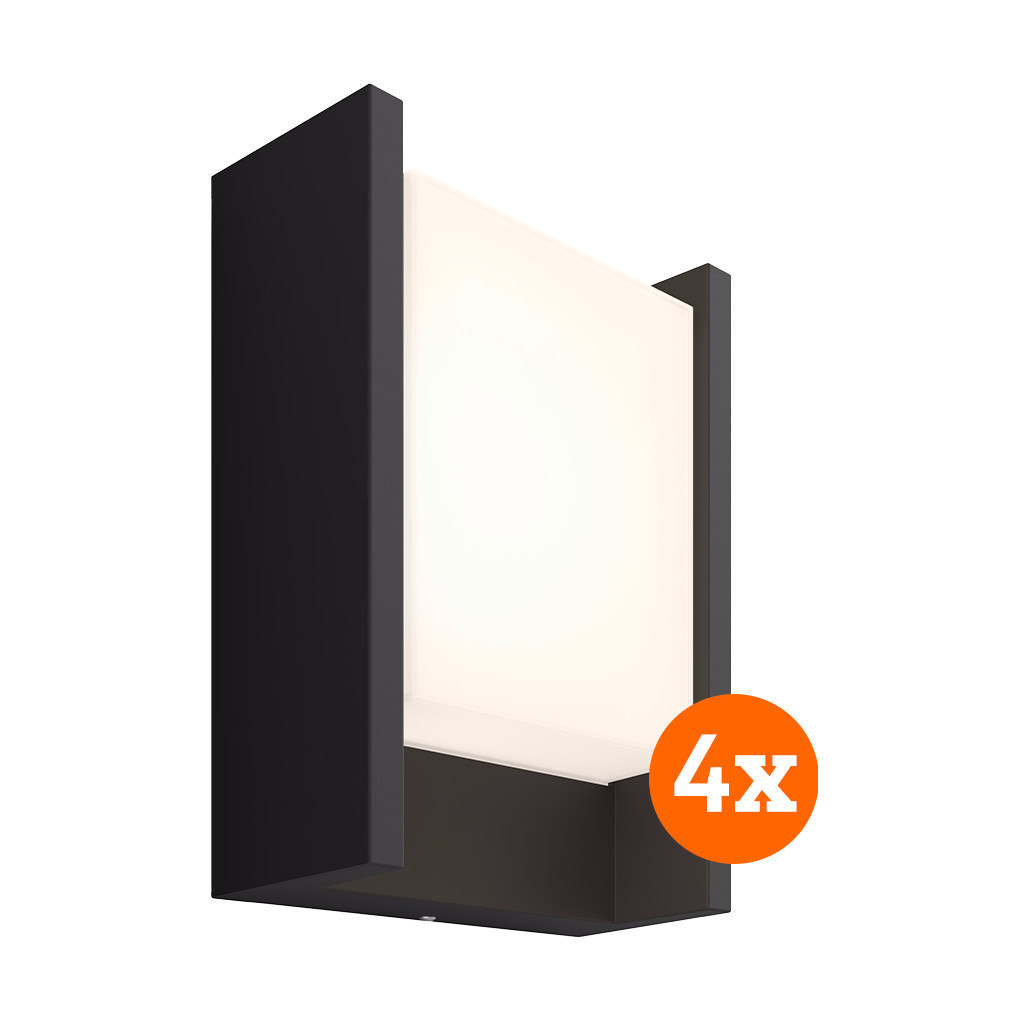 Philips Hue Fuzo White Muurlamp Zwart Breed 4-pack