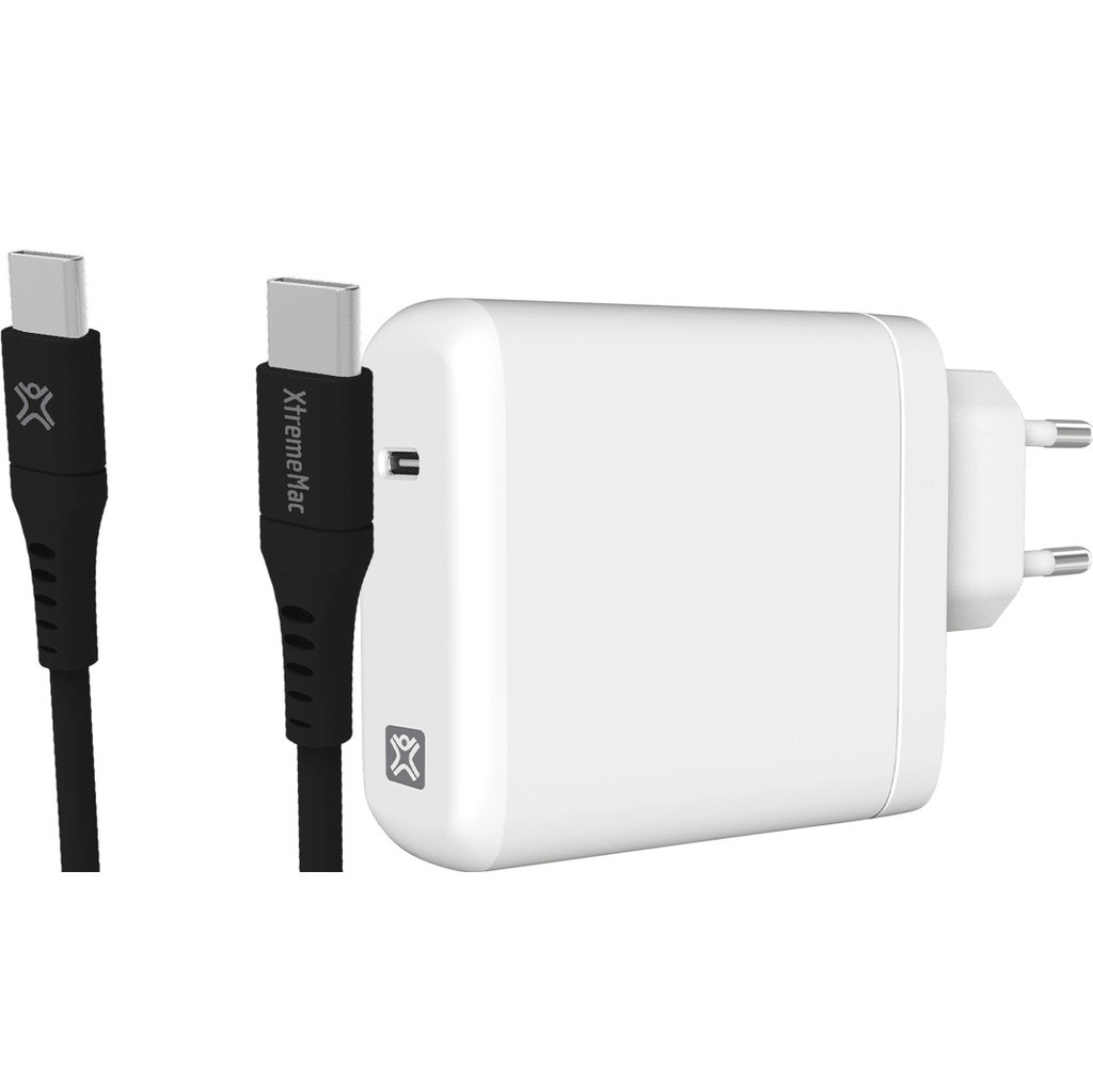 XtremeMac Power Delivery Oplader 60W Wit + Usb C Kabel 1,5m Kunststof Zwart