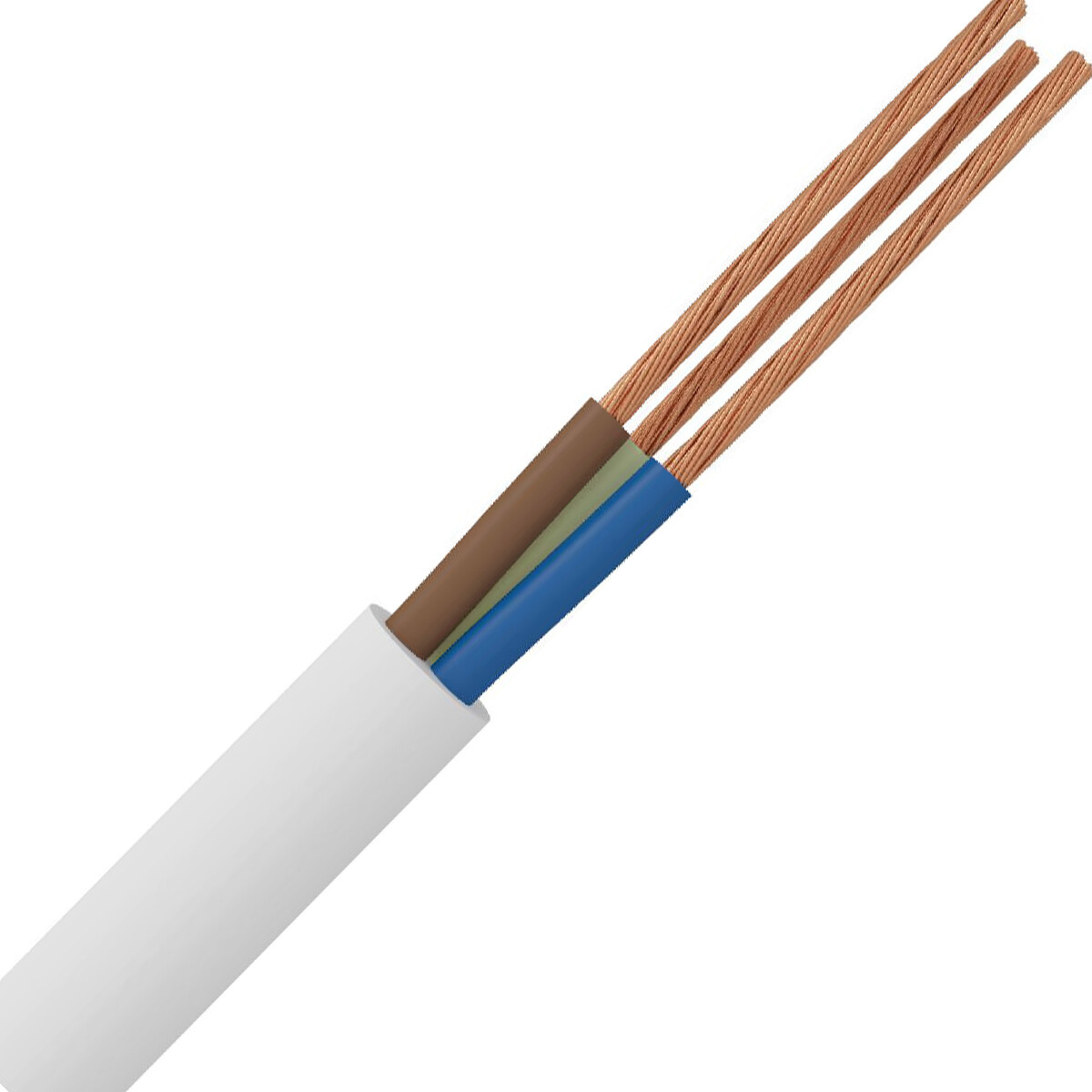 VMVL Kabel - Stroomkabel - 3x2.5mm - 3 Aderig - 20 Meter - H05VV-F - Wit