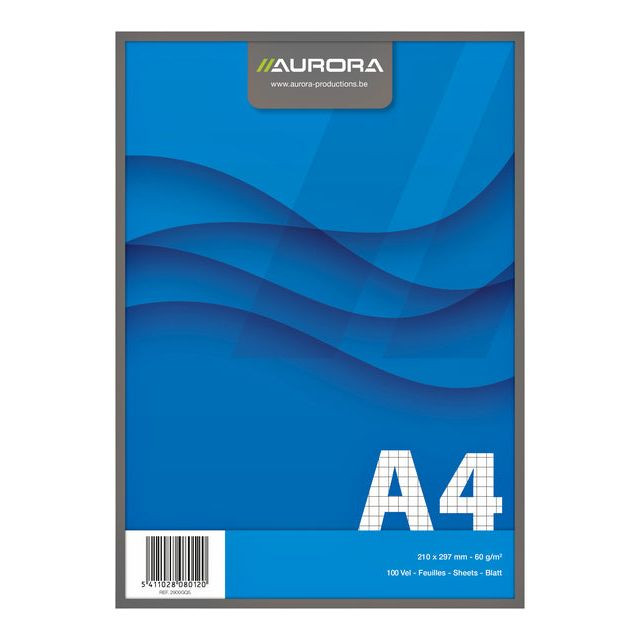 Schrijfblok Aurora A4 ruit 5x5mm 100vel 60gr | 10 stuks