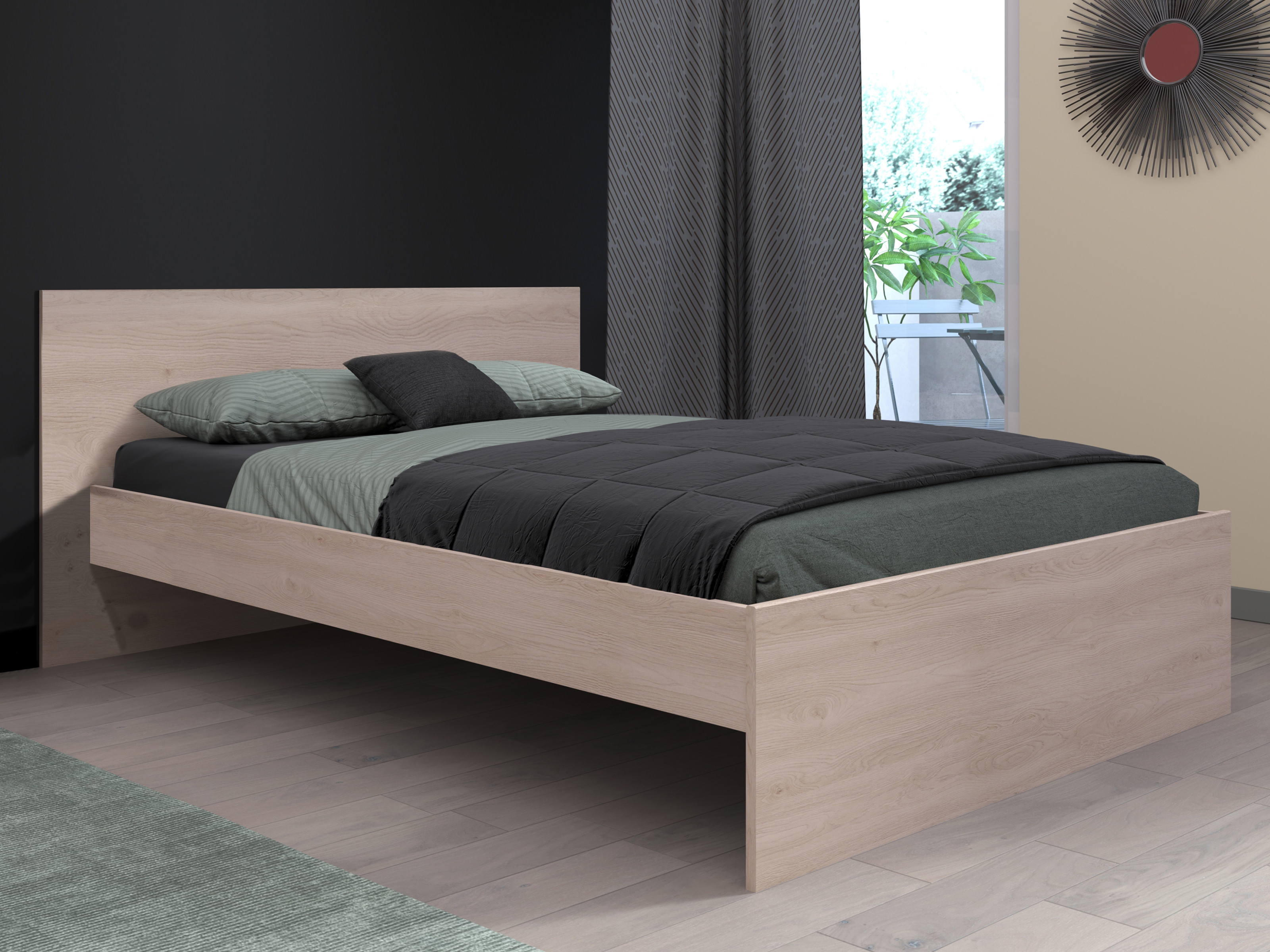 Tweepersoonsbed BRIDANI 140x190 cm brooklyn eik