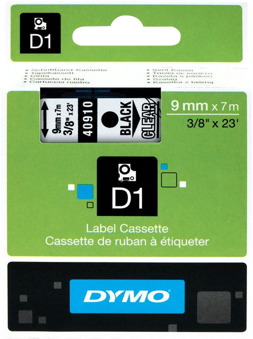 DYMO Authentieke D1 Labels Zwart-Wit (9 mm x 7 m)