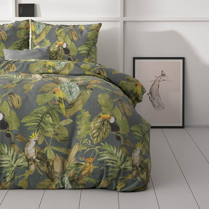 Dekbedovertrek Jungle Art 2 - Tweepersoons (200x220 cm) - Meerkleurig Polyester-katoen - Dessin: Dieren - Sleeptime Elegance - Dekbed-Discounter.nl