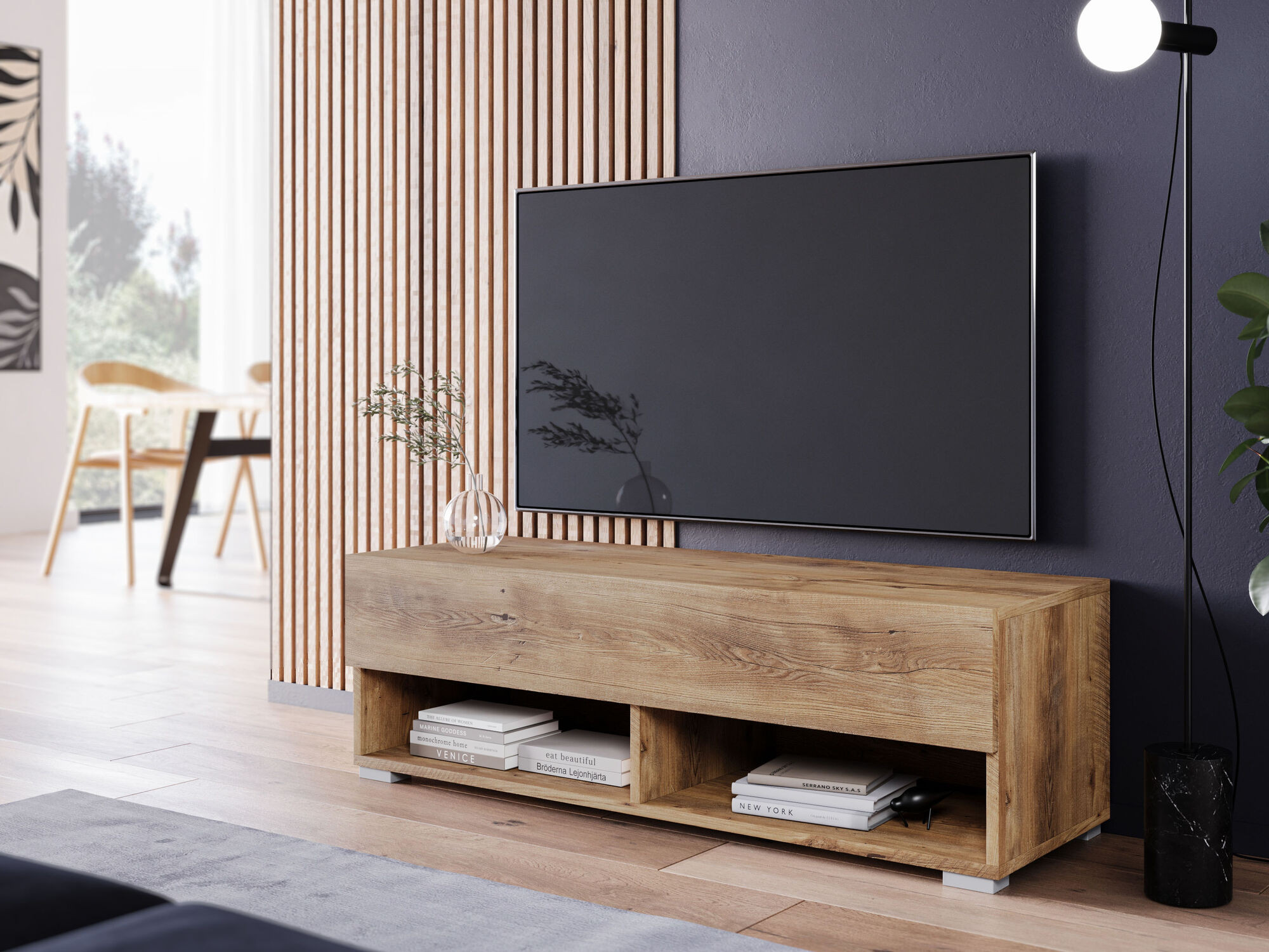 TV-meubel ACAPULCO 1 klapdeur 100 cm kastanjebruin zonder led