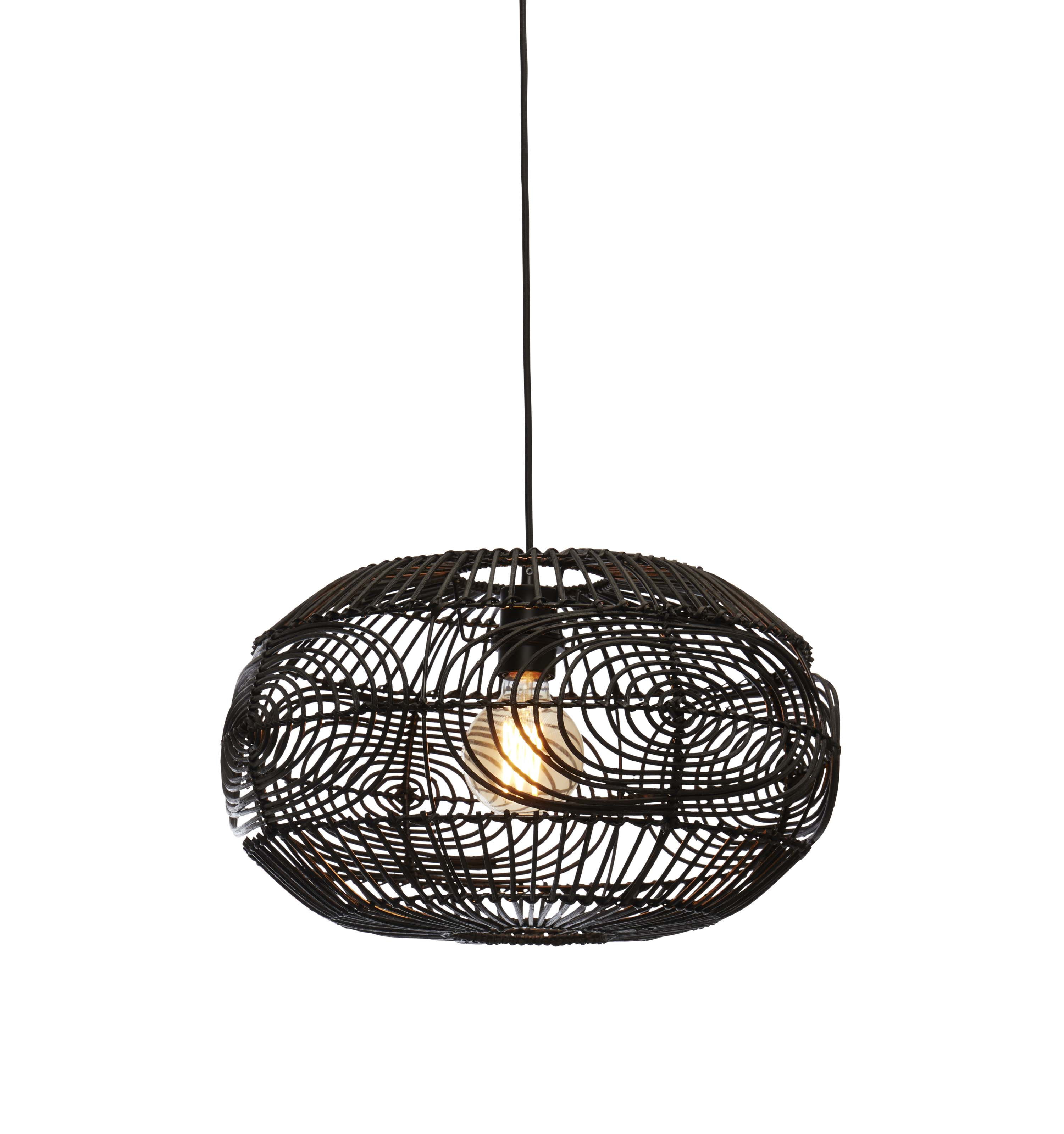 GOOD&MOJO Hanglamp 'Madeira' Rotan, 48cm, kleur Zwart