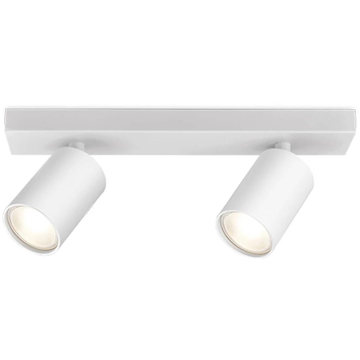 LED Plafondspot - Brinton Betin - GU10 Fitting - 2-lichts - Rond - Mat Wit - Kantelbaar - Aluminium - Philips - CorePro 830 36D - 7W - Warm Wit 3000K