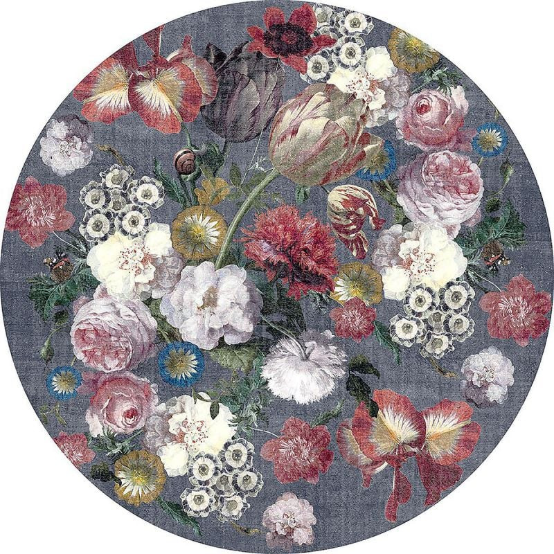 Vloerkleed Flower rond grijs 230