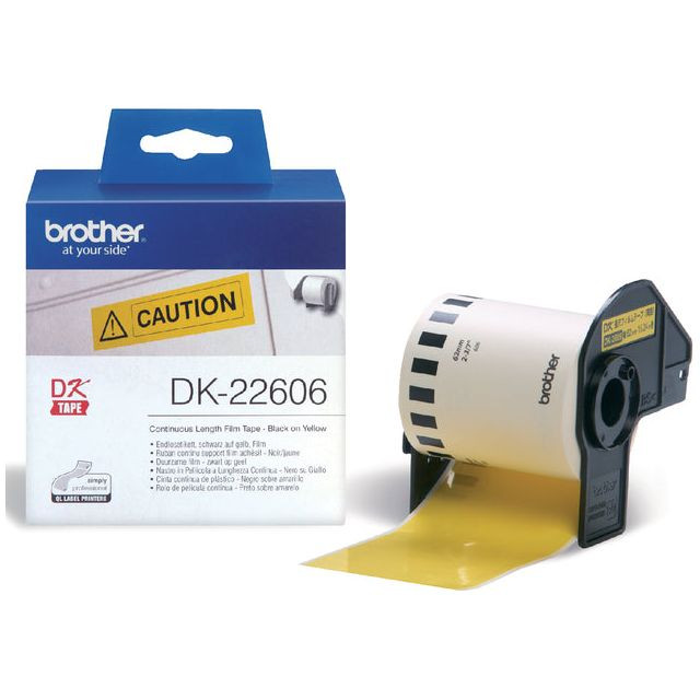 Etiket Brother DK-22606 62mm 15-meter gele film | Rol a 15 meter | 3 stuks