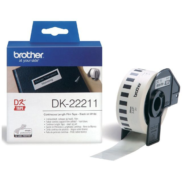 Etiket Brother DK-22211 29mm 15-meter witte film | 3 stuks