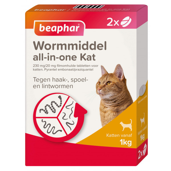 Beaphar Wormmiddel all-in-one kat 2 tabletten