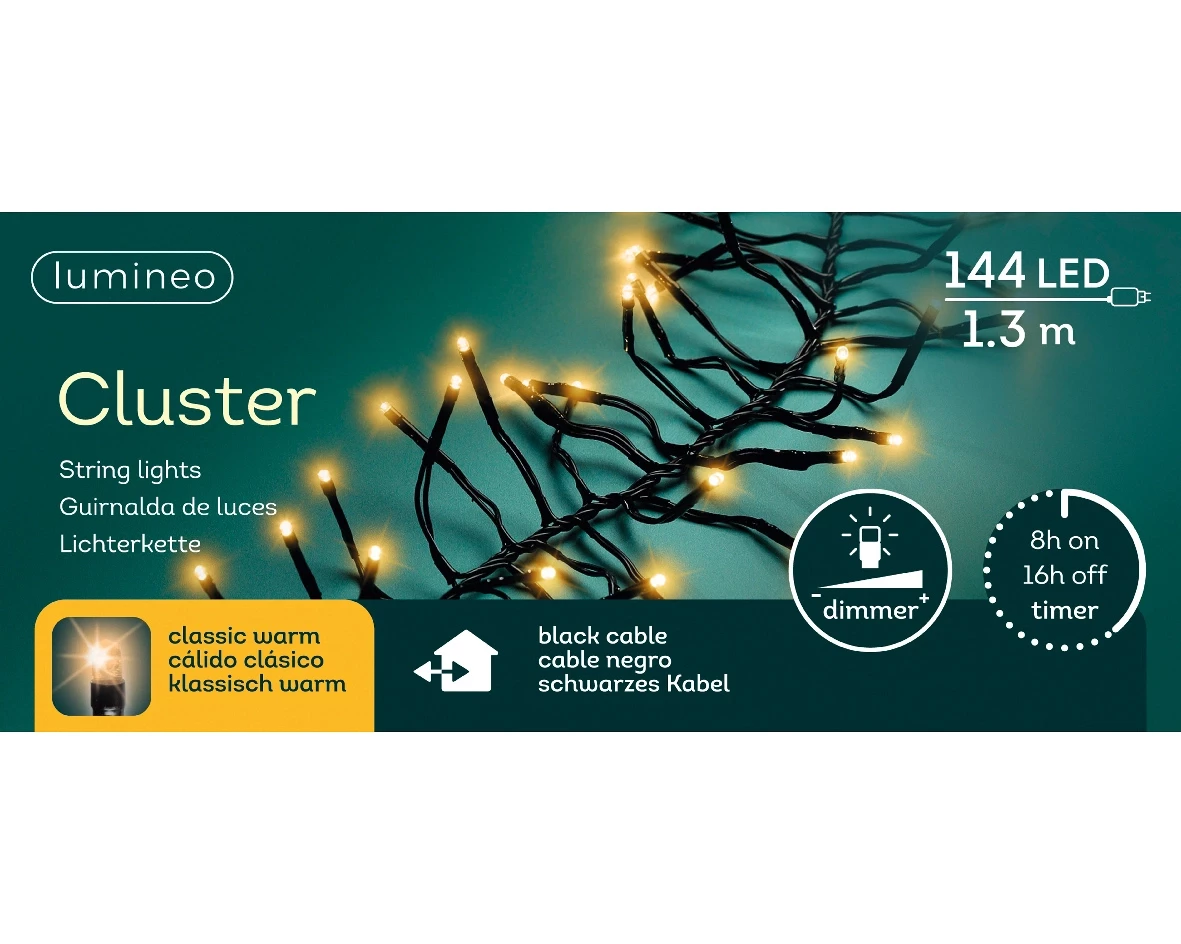 Lumineo Clusterverlichting 1.3m 144led Klassisk warm