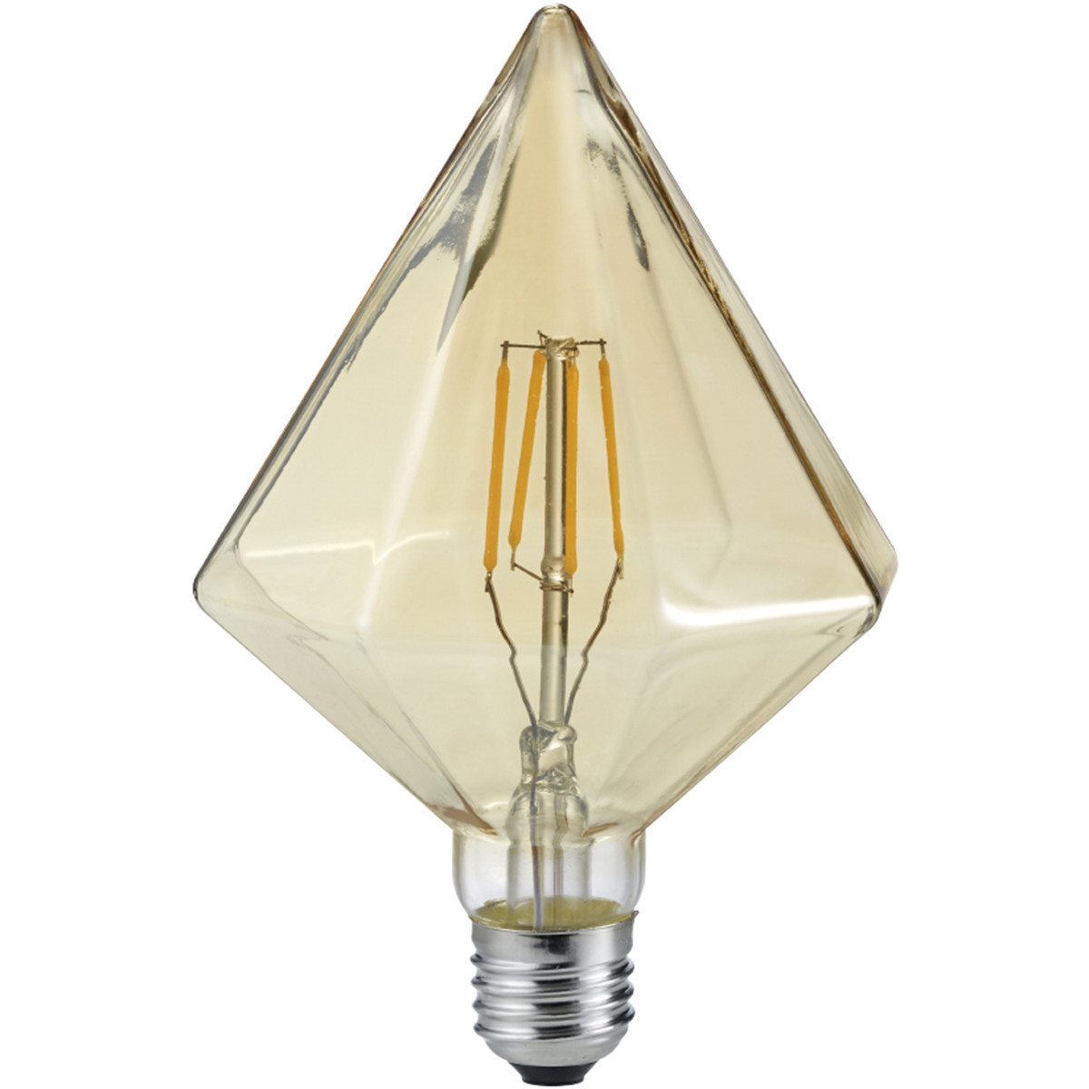 LED Lamp - Filament - Trion Krolin - E27 Fitting - 4W - Warm Wit 2700K - Amber - Aluminium