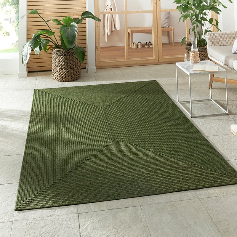 Jute Vloerkleed Braids Groen - NORTHRUGS - 200x290 cm - Rechthoek - Dekbed-Discounter.nl