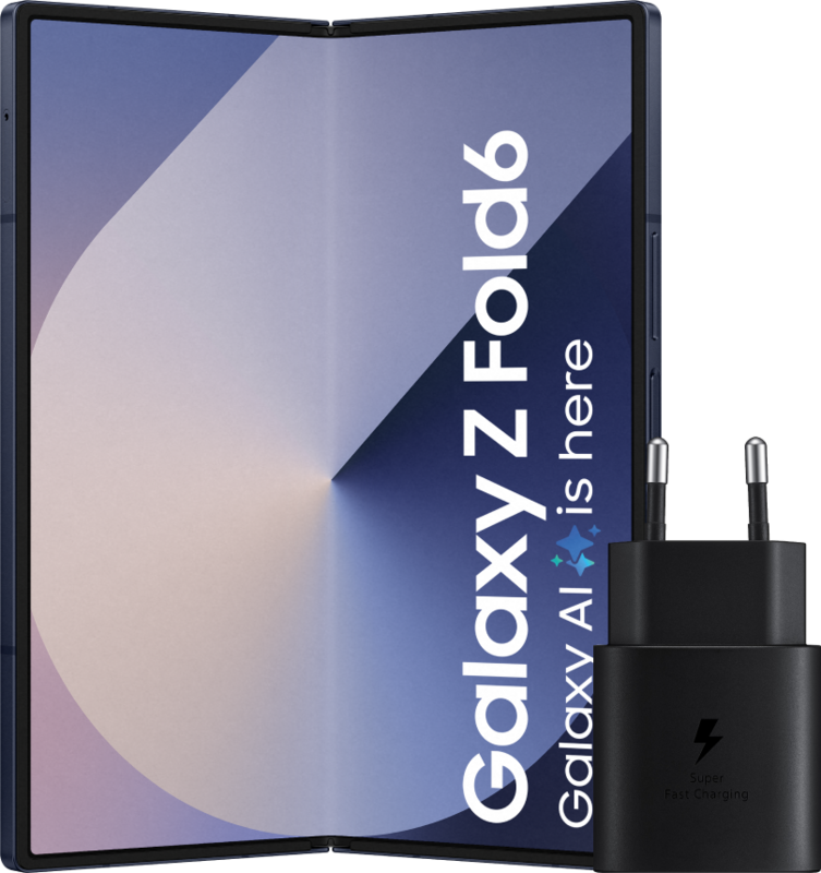 Samsung Galaxy Z Fold 6 256GB Blauw 5G + Samsung Oplader 25W Zwart