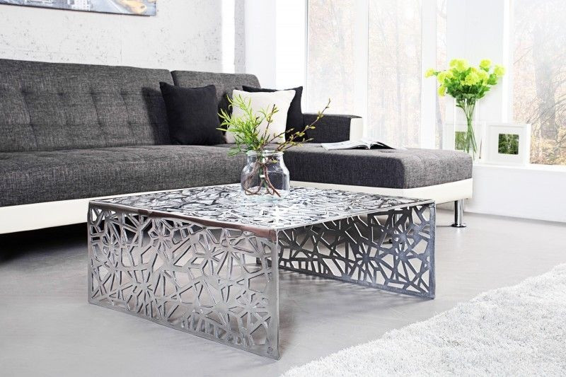 Handgemaakte salontafel ABSTRACT 60cm aluminium zilverkleurig in Gap design - 35722