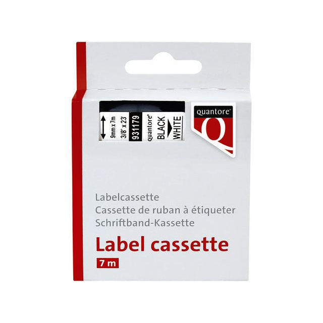 Labeltape Quantore 40913 9mmx7m zwart op wit | 336 stuks