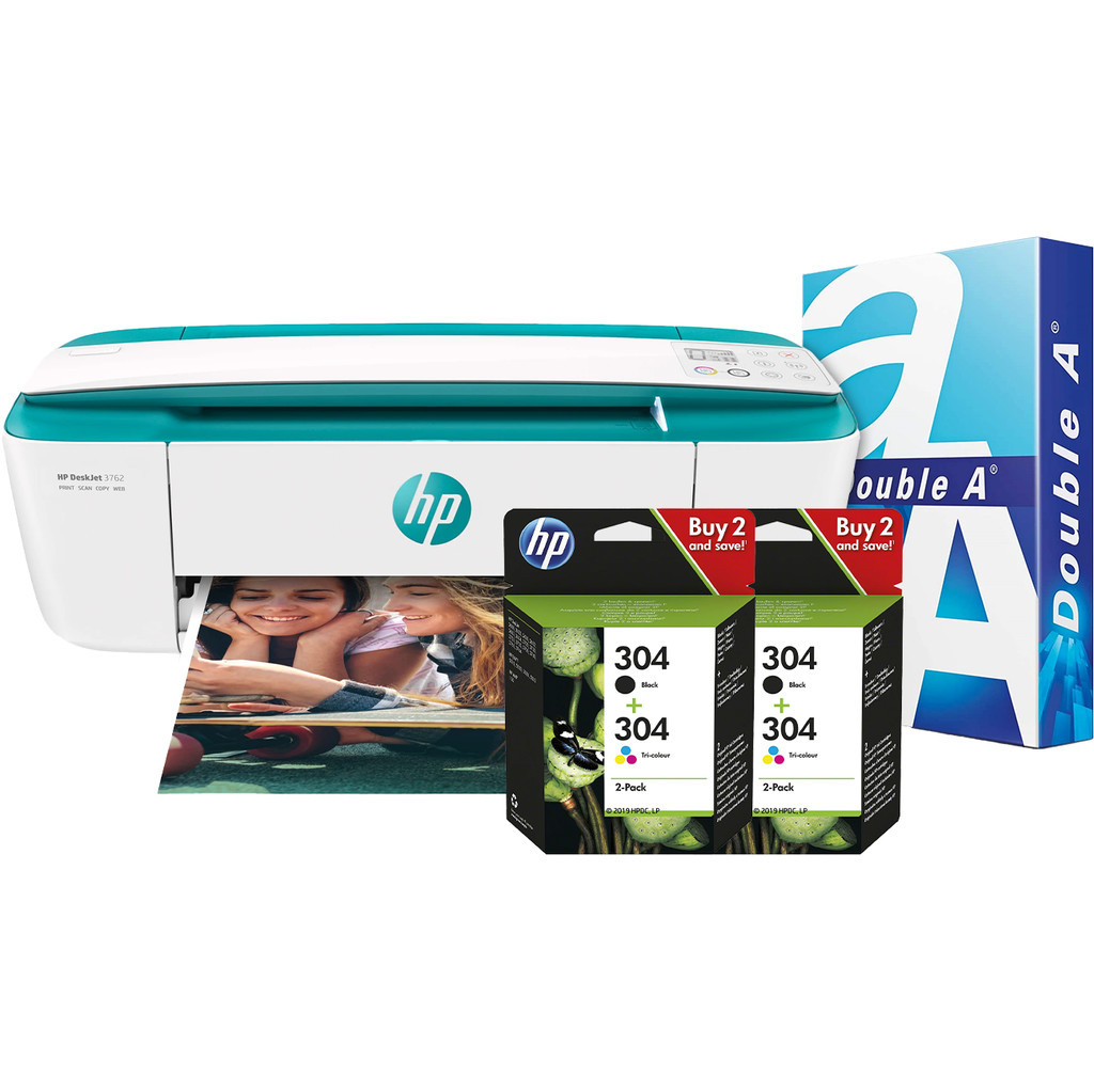 HP Deskjet 3762 + 2 sets extra inkt + 500 vellen A4 papier