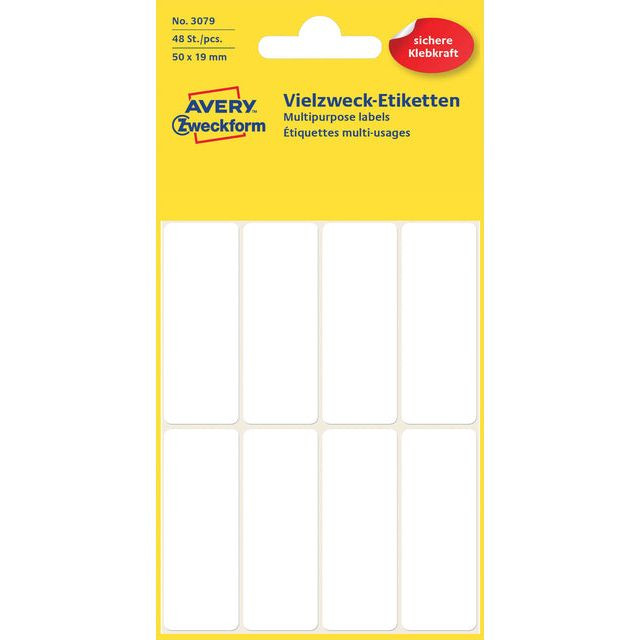 Etiket Avery Zweckform 3079 50x19mm wit 48stuks | Pak a 6 vel