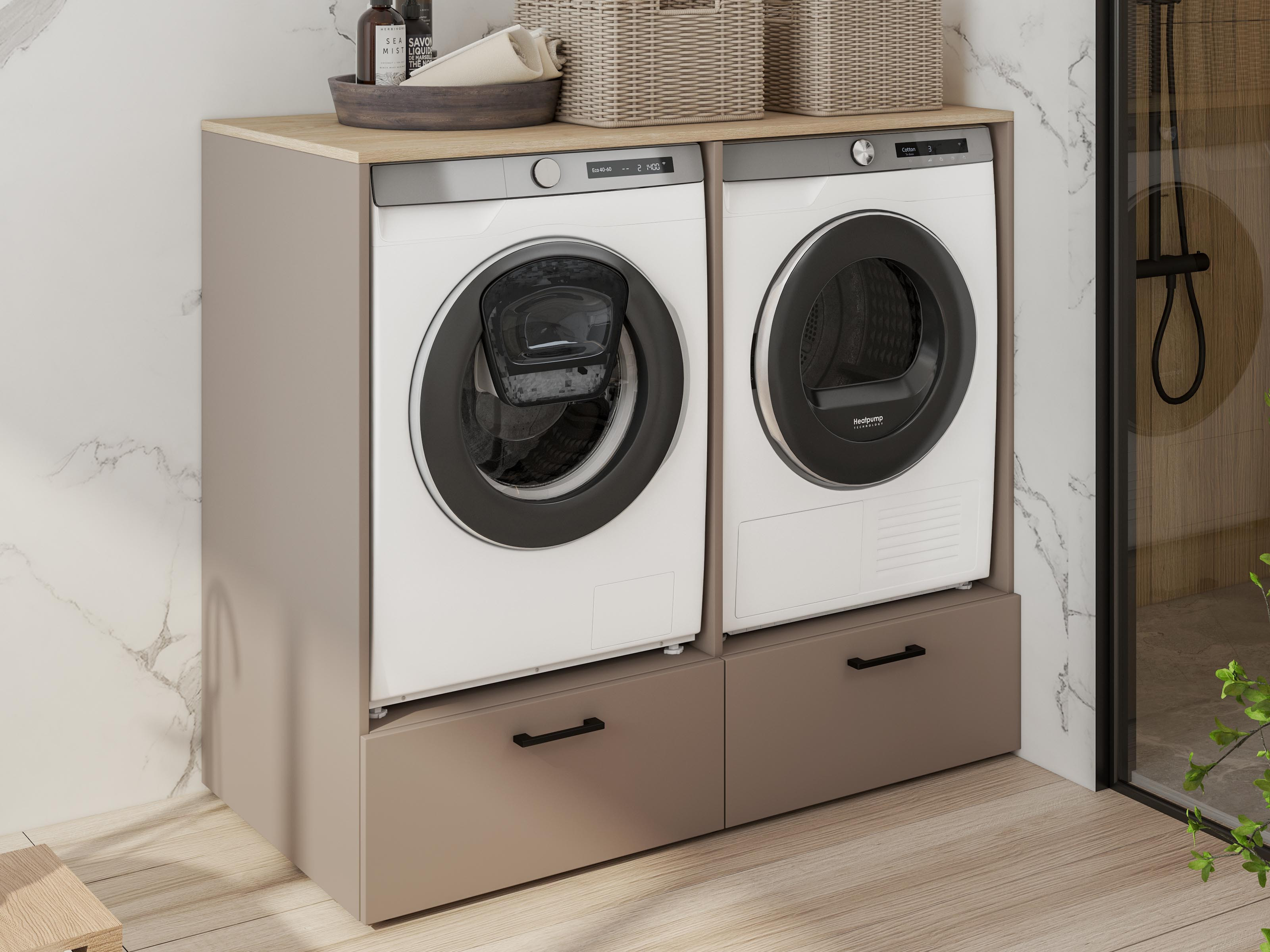 Kast LAUNDRY 2 machines taupe