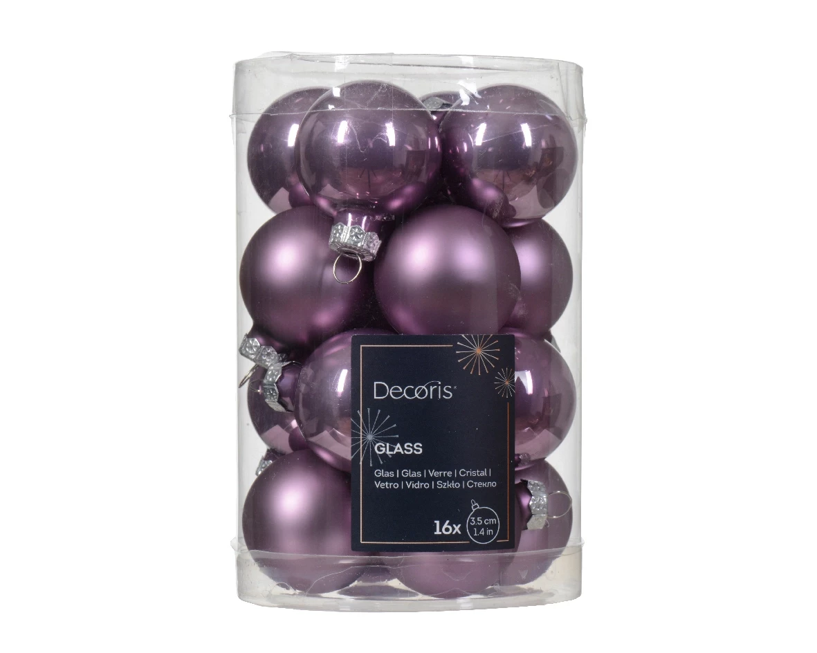 Decoris kerstballen glas 16st lila 3,5cm