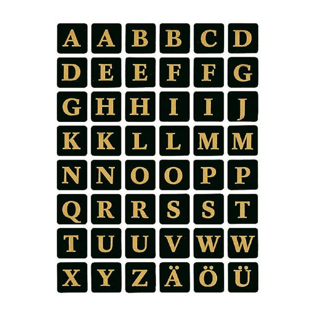 Etiket HERMA 4130 13x13Mm letters A-Z zwart op goud | Blister a 2 vel | 10 stuks