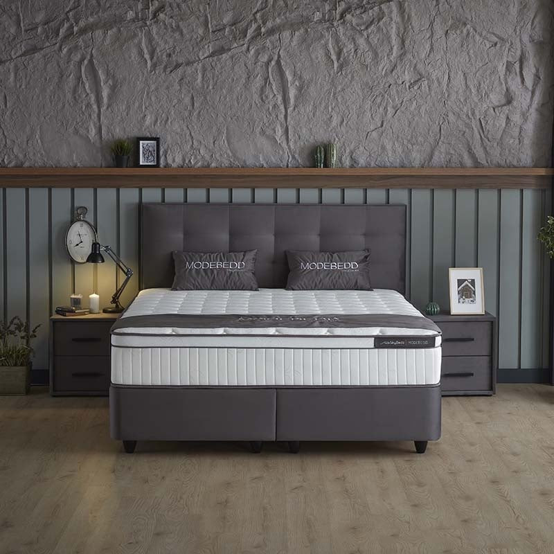 2-Persoons Boxspring met opbergruimte Modebedd - Antraciet - Antraciet 160x200 cm - Pocketvering - Inclusief Topper - Dekbed-Discounter.nl