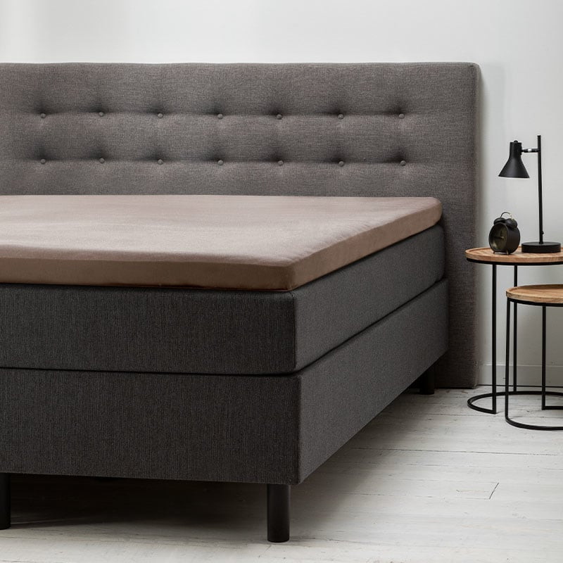 Hoeslaken Stretch - Topper - Taupe - 140x200 cm - Taupe - Fresh and Co - Dekbed-Discounter.nl