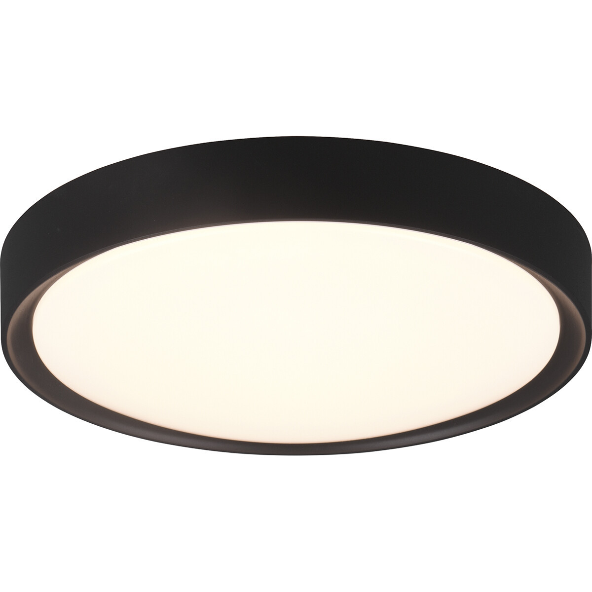 LED Plafondlamp - Badkamerlamp - Trion Clirno - 18W - Warm Wit 3000K - Spatwaterdicht IP44 - Opbouw Rond - Mat Zwart - Kunststof