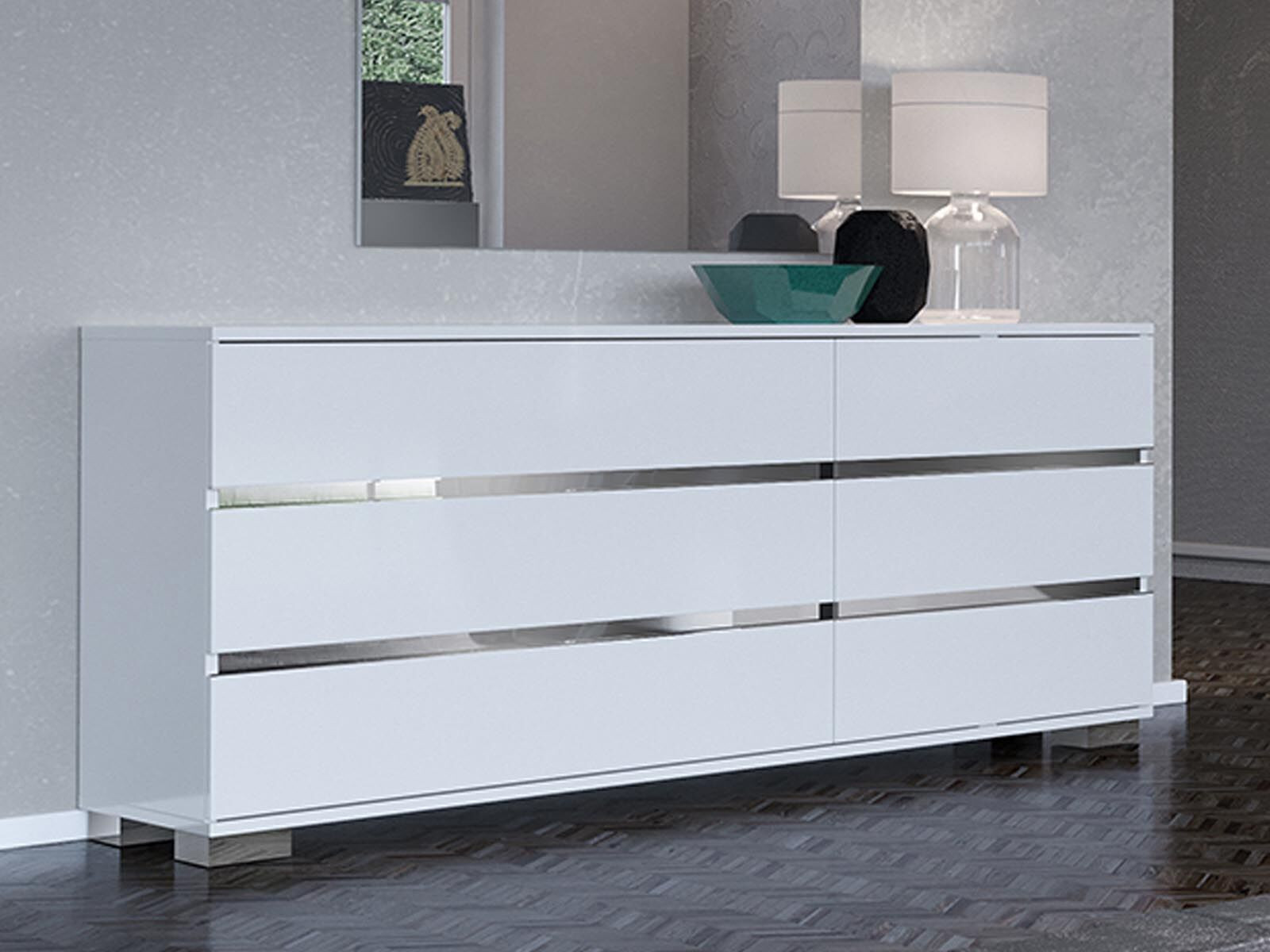 Dressoir UTOPIA 6 lades hoogglans wit