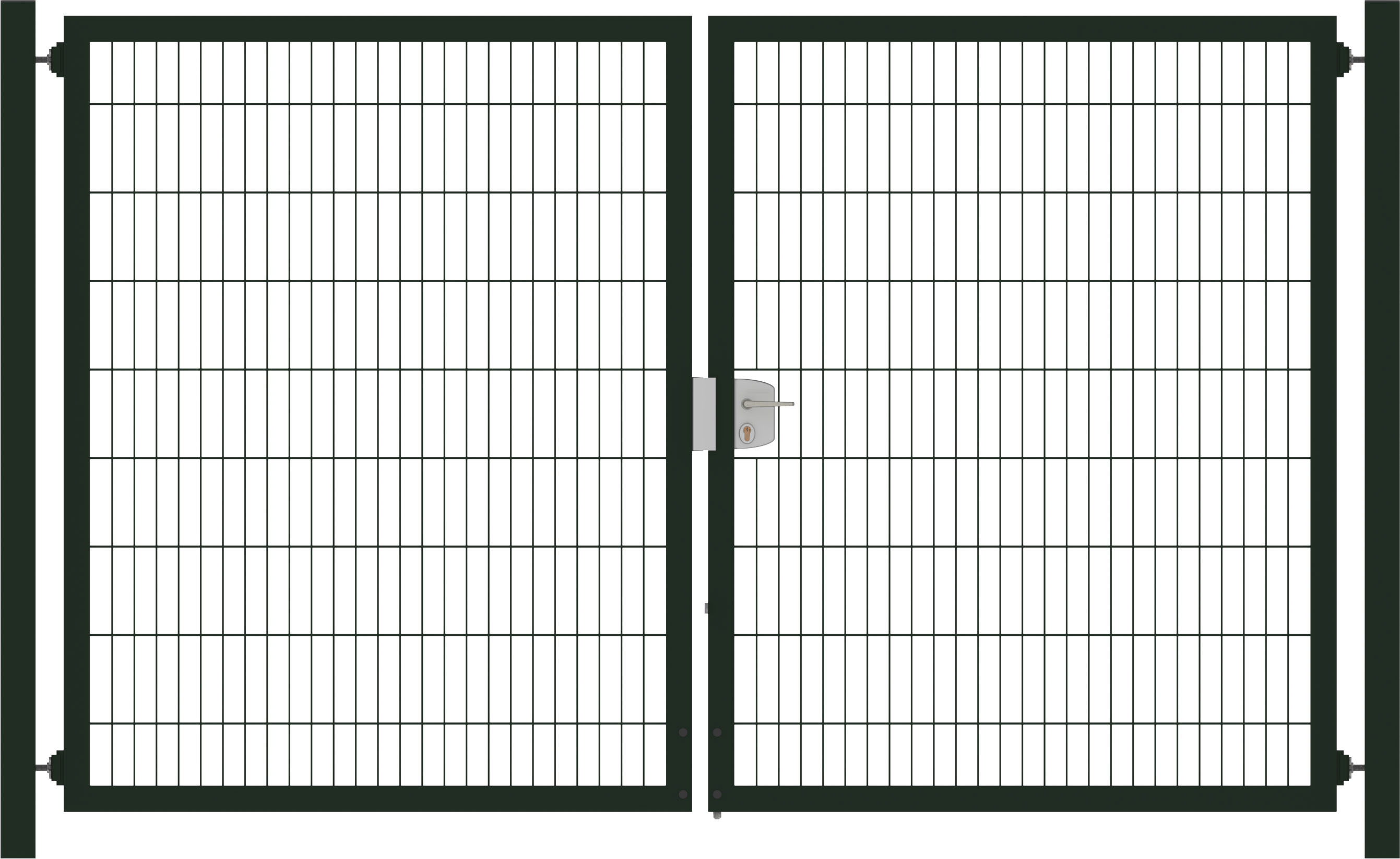 Tuinpoort dubbelstaafmatten dubbel 203cm hoog en 350cm breed