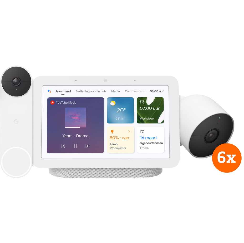 Google Nest Cam 6-pack + Nest Deurbel + Nest Hub 2