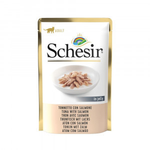 Schesir tonijn met zalm (jelly) natvoer kat (zakjes 85 g) 1 doos (20 x 85 g)