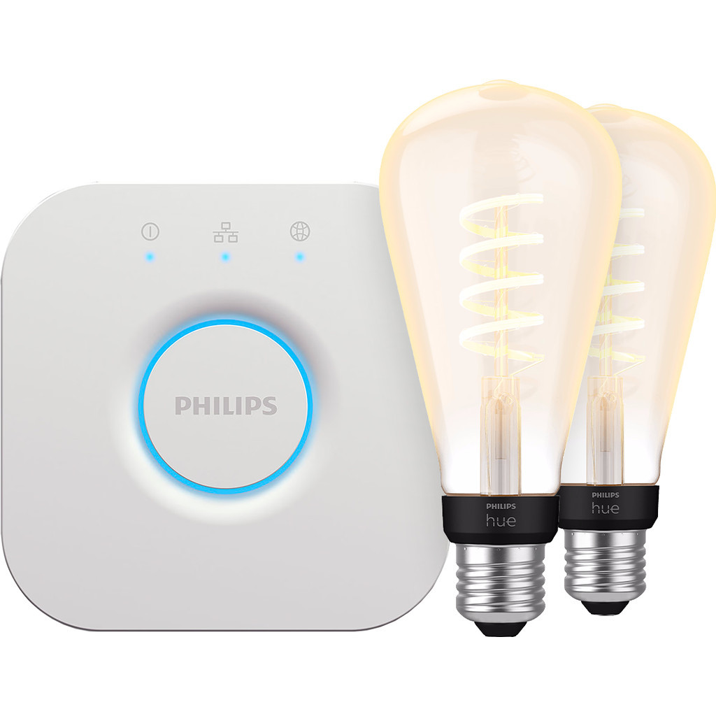 Philips Hue Filament White Ambiance Edison XL 2-Pack + Bridge