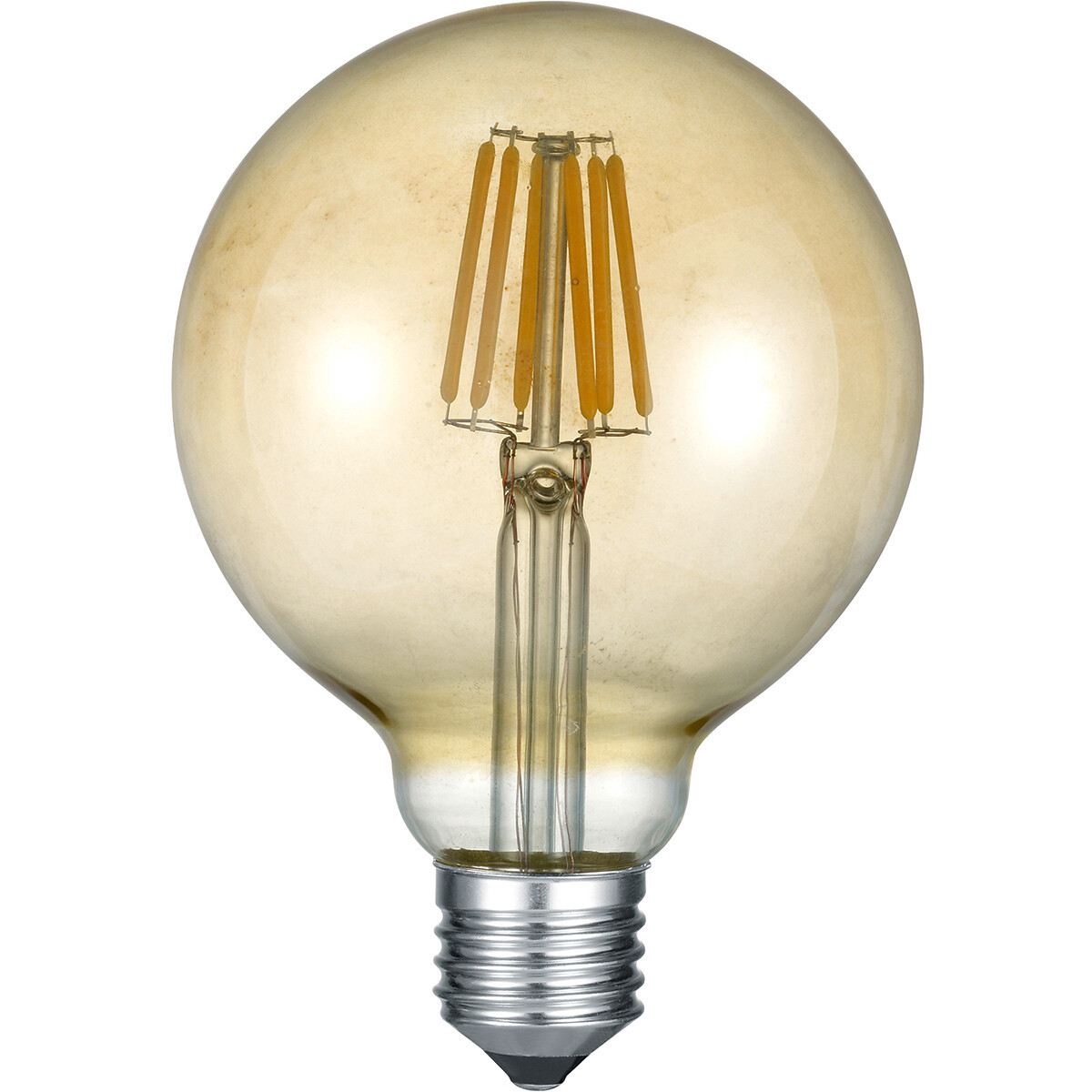 LED Lamp - Filament - Trion Globin - E27 Fitting - 8W - Warm Wit 2700K - Dimbaar - Amber - Glas