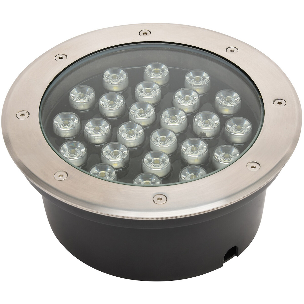 LED Grondspot - Aruz - Inbouw Rond - 24W - Waterdicht IP67 - Natuurlijk Wit 4000K - Rond - Mat Chroom - RVS