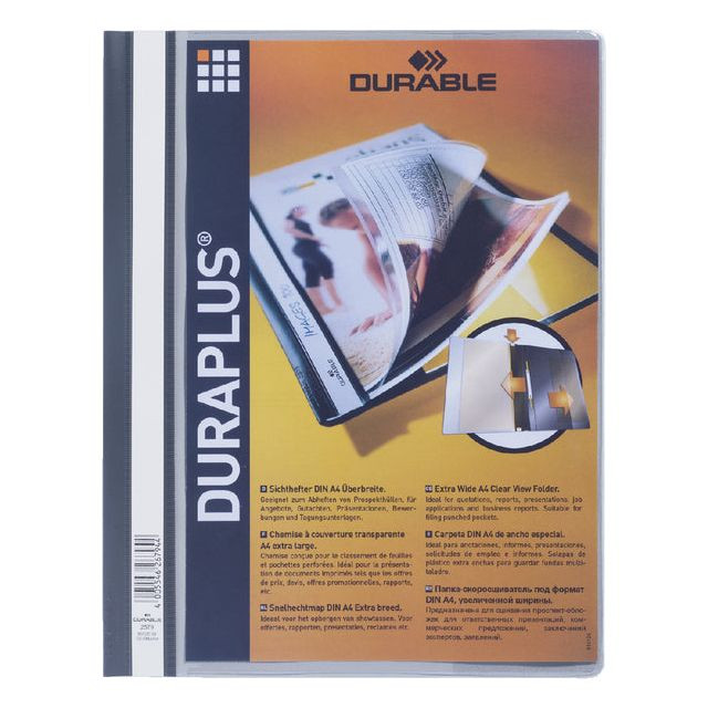 Snelhechtmap Durable Duraplus A4 grijs | 25 stuks