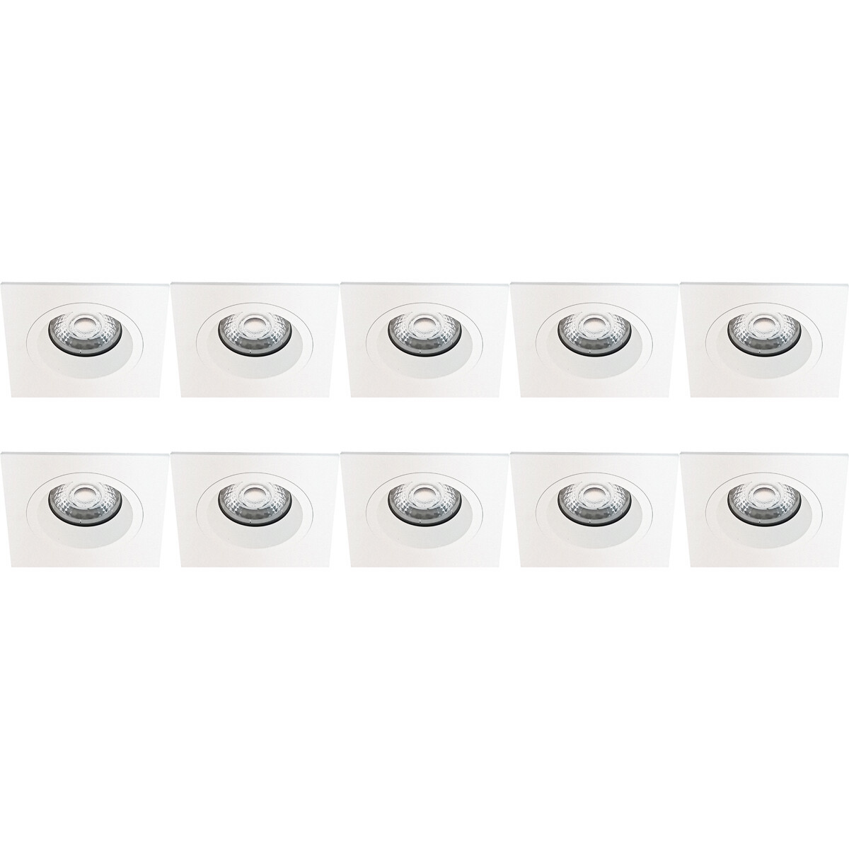 Spot Armatuur 10 Pack - Pragmi Rodos Pro - GU10 Inbouwspot - Vierkant - Wit - Aluminium - 93mm