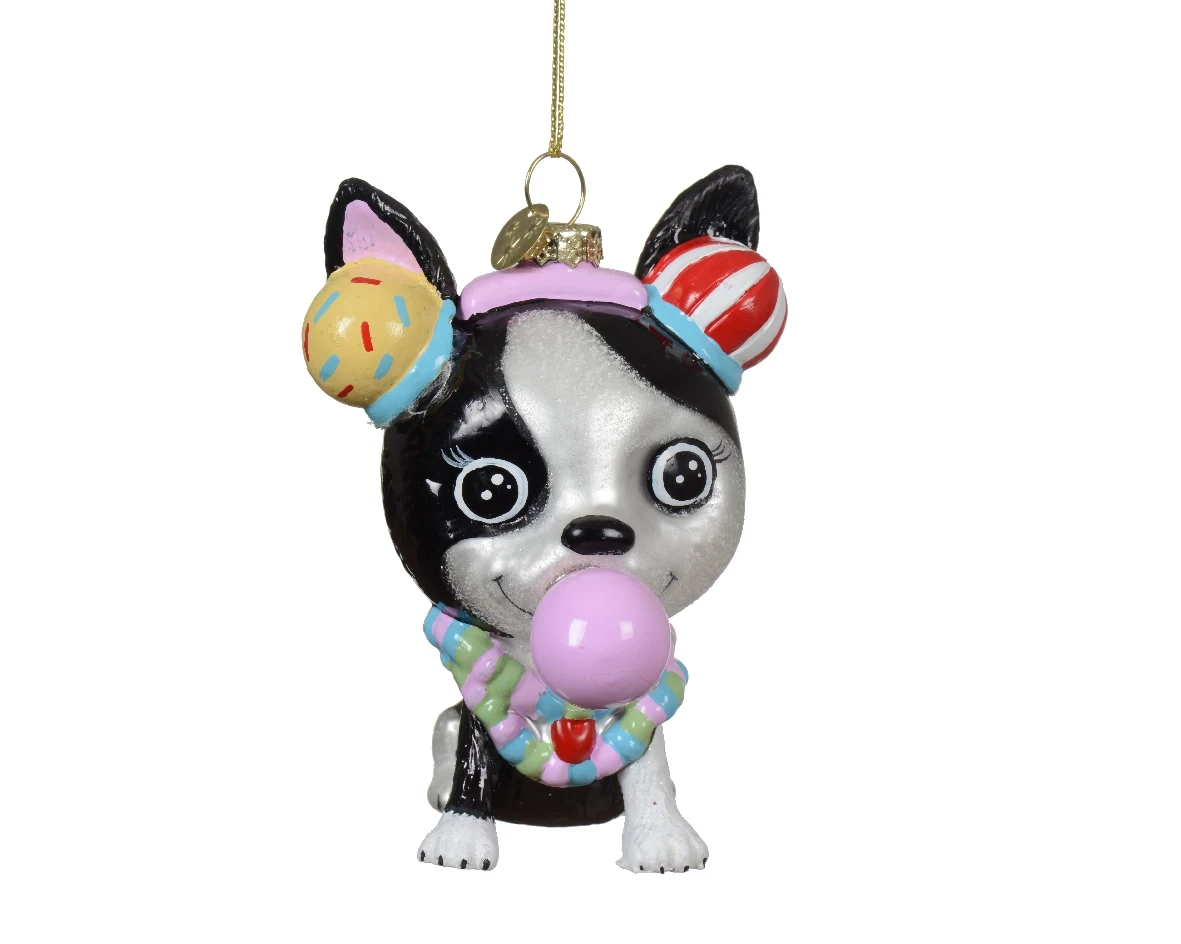 Decoris kerstornament glas hond 9.3cm