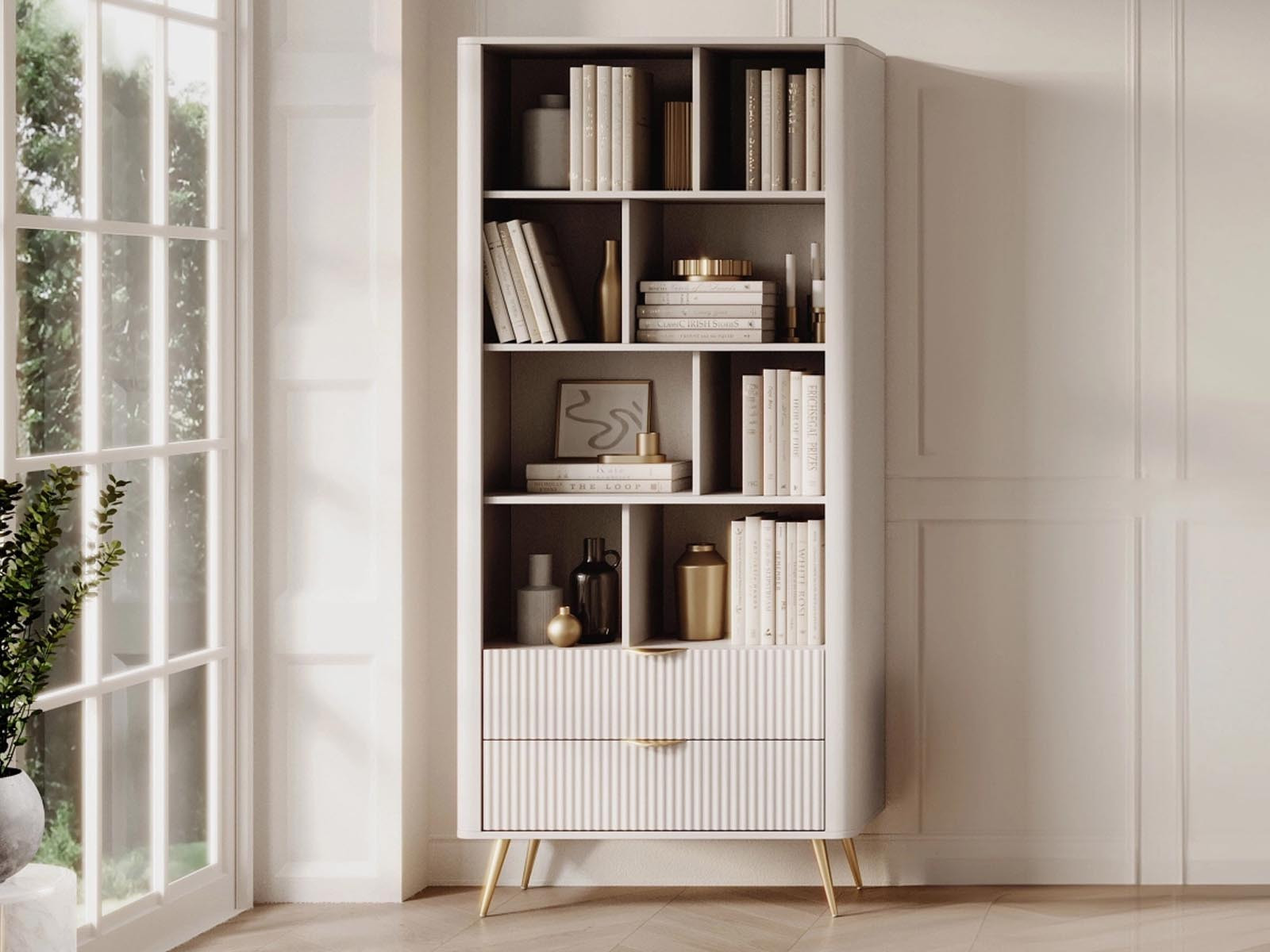 Boekenkast LANOPI 2 lades beige