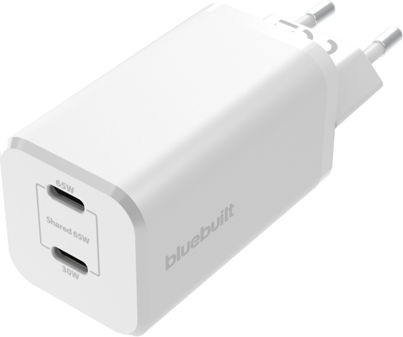 BlueBuilt Power Delivery Oplader met 2 Usb C Poorten 65W Wit