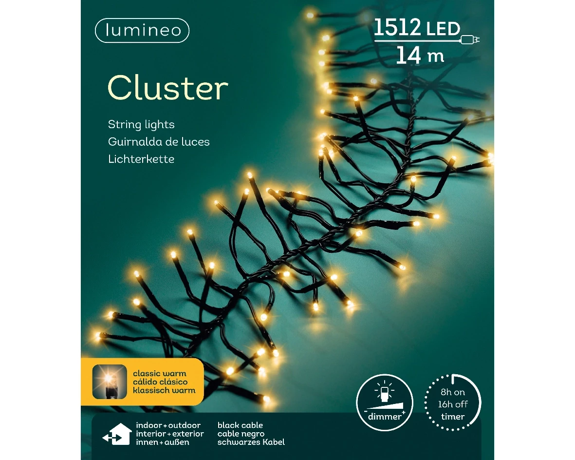 Lumineo clusterverlichting 14m 1512led klassiek warm