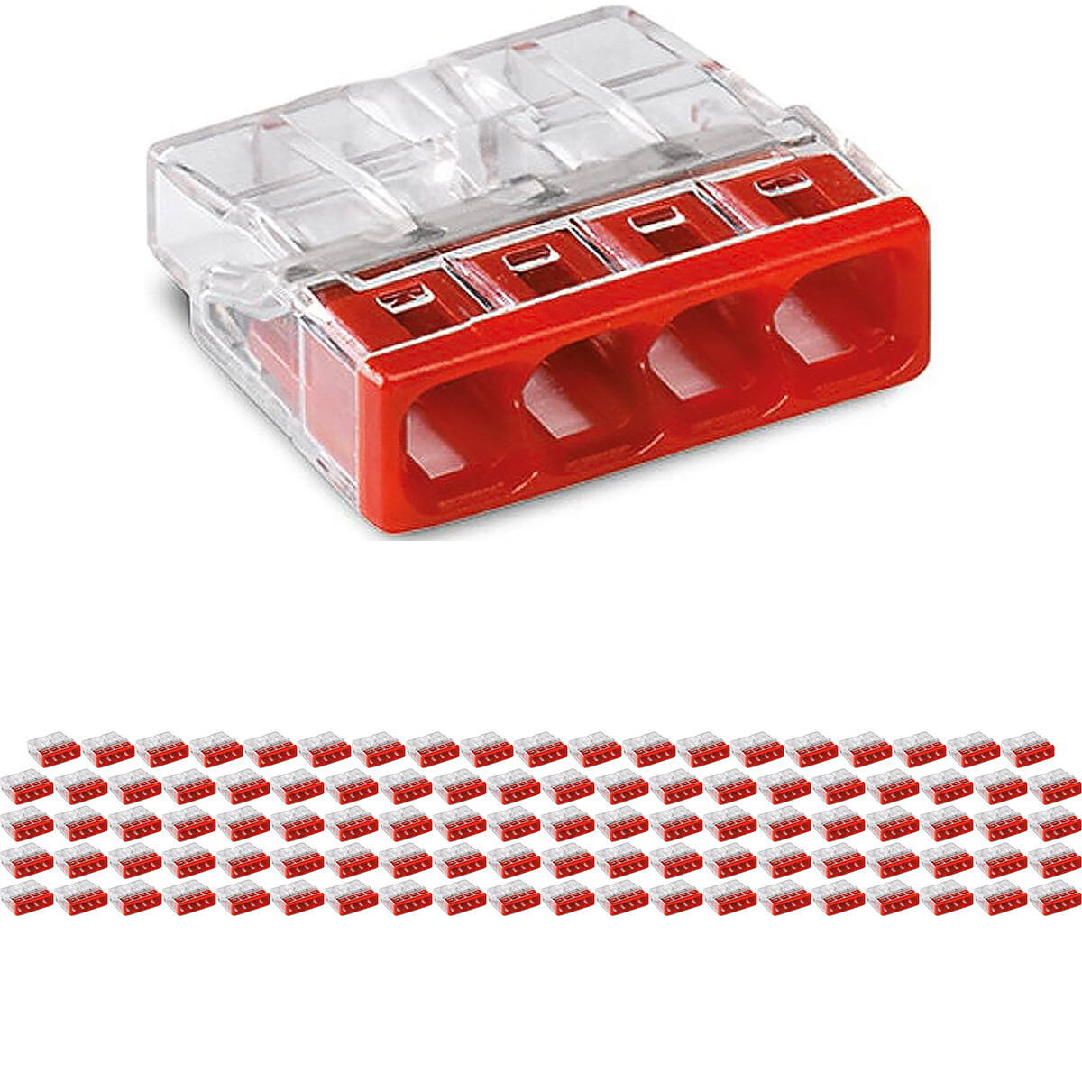 WAGO - Lasklem - 4 Polig - 0.5-2.5mm2 - Rood - 100 Stuks