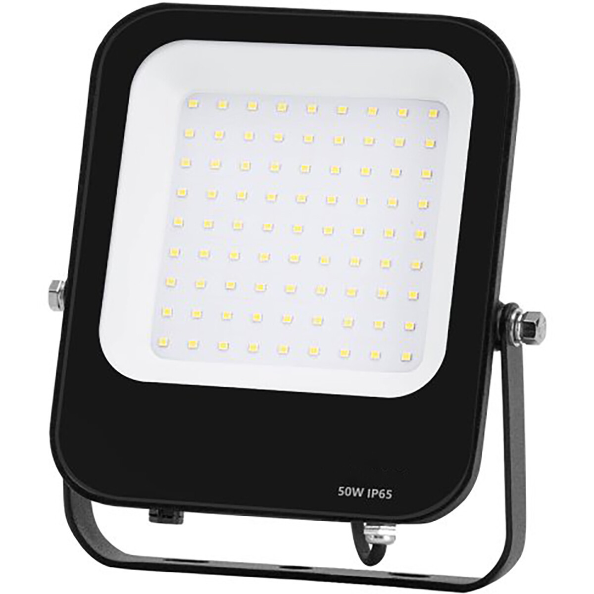 LED Bouwlamp - LED Schijnwerper - Aigi Rekan - 50 Watt - Helder/Koud Wit 6500K - Waterdicht IP65 - Rechthoek - Mat Zwart - Aluminium