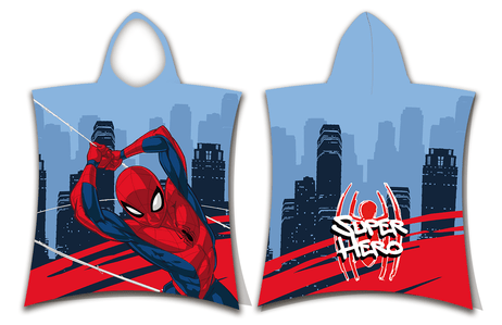 Spiderman poncho 50 x 115 cm (rood/blauw)